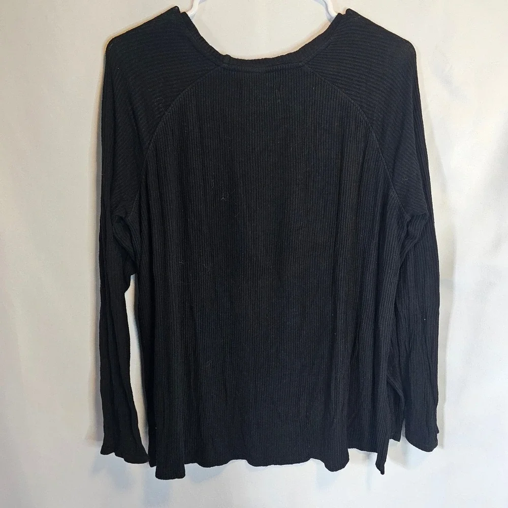 Velvet Graham Spencer Ribbed Knit Top Long Sleeve Black Womens Size Small‎ - Picture 7 of 7